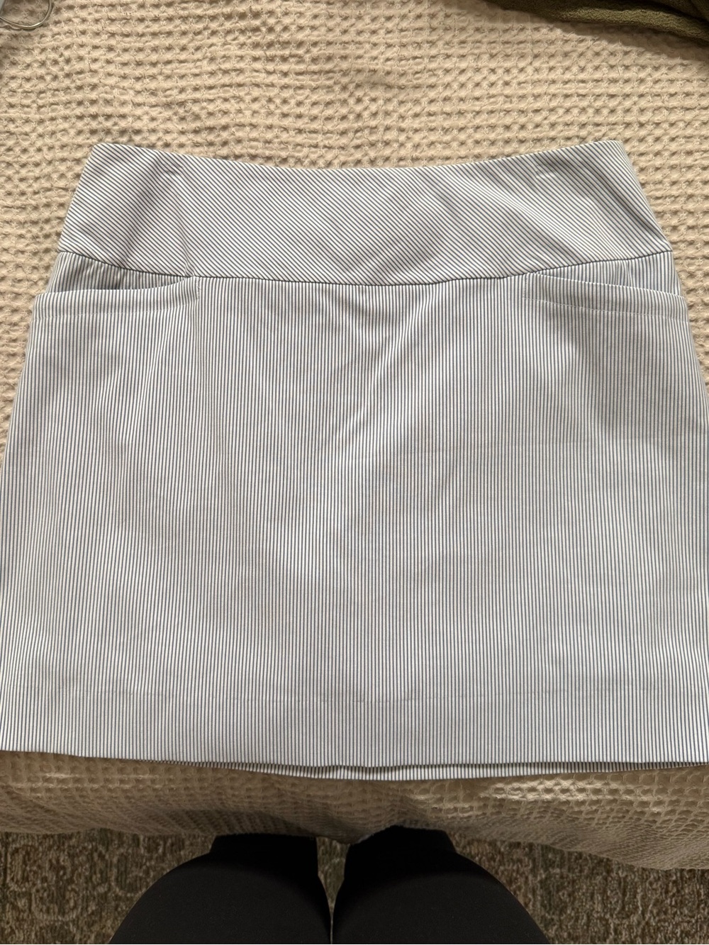 Striped Mini Skort in Light Blue and White